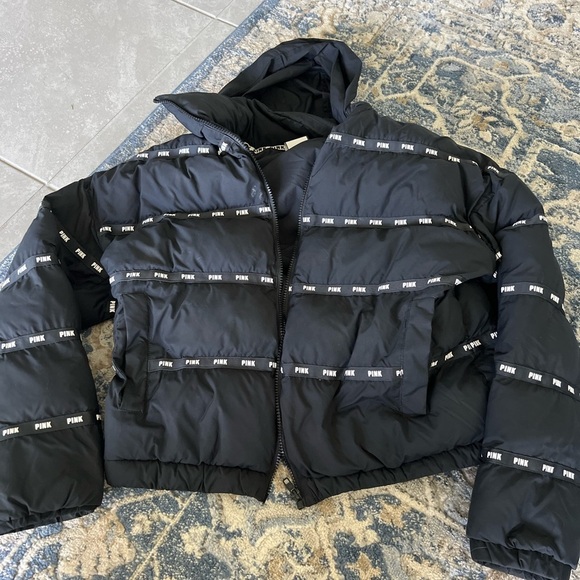 PINK Victoria's Secret Black Puffer Jacket - Picture 3 of 7